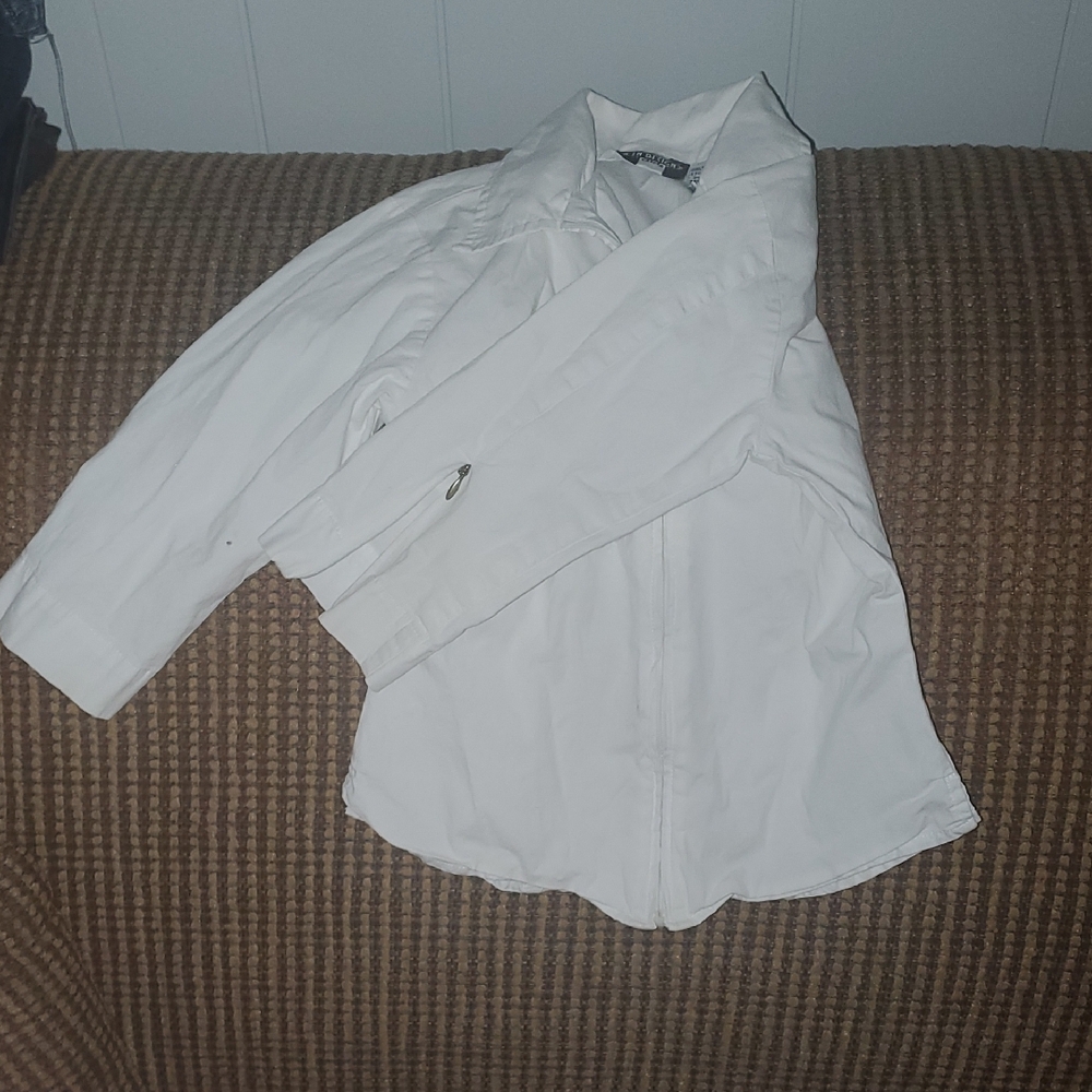 White Zip Uniform Shirt Girls